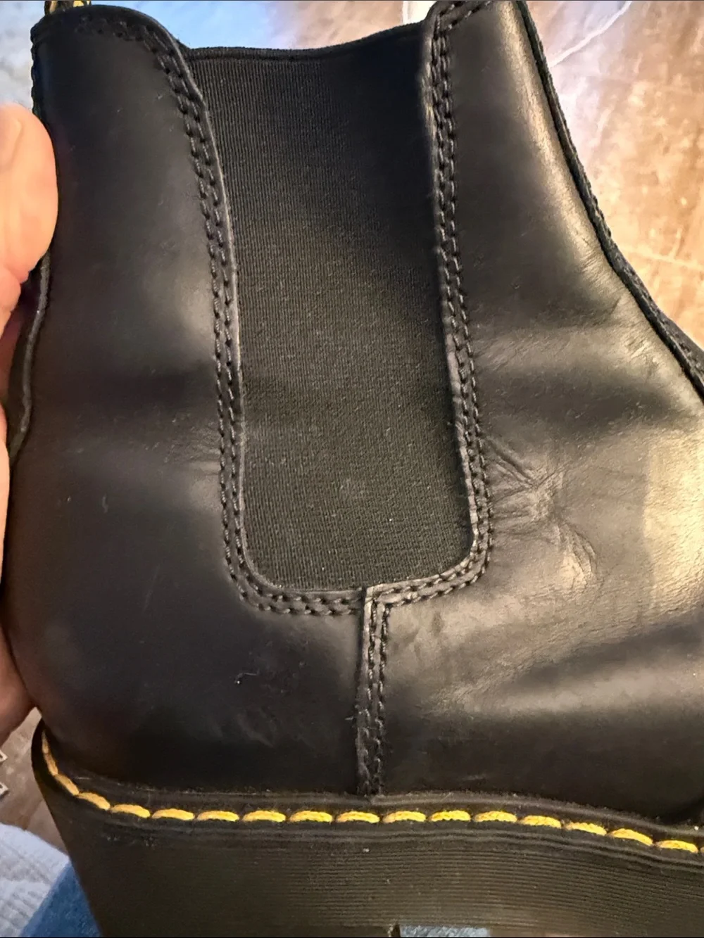 Dr. Martens Black Leather Platform Chelsea Booties
